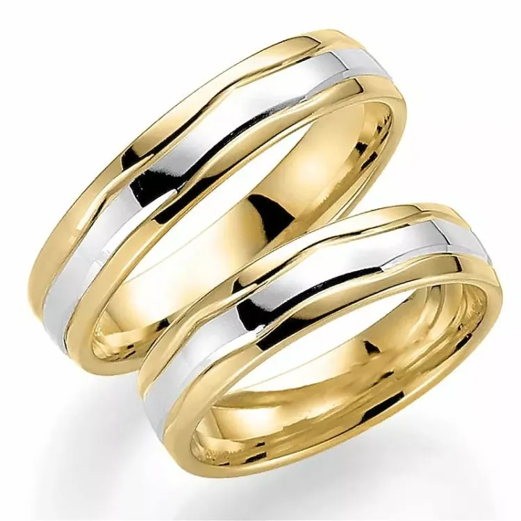 Zweifarbig 5 mm trauringe aus 14 karat gold- und weißgold - set