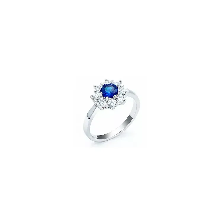 blauem synthetische Saphir Rosettenring aus Silber
