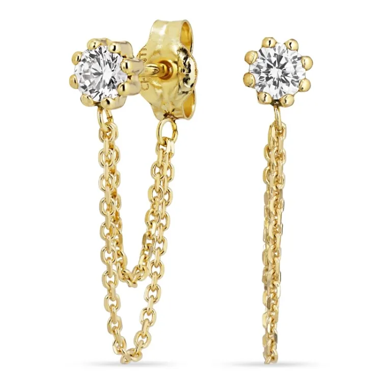 ketten ohrringe in 9 Karat Gold mit Zirkon - Gold Collection