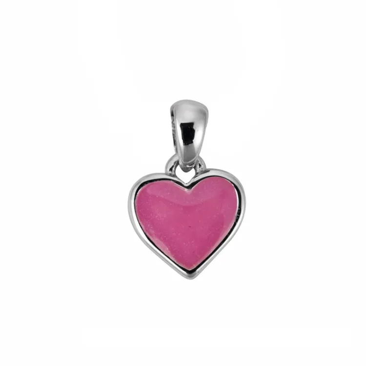 Kollektionsmuster Herz pink Anhänger aus Silber und Kunststoff