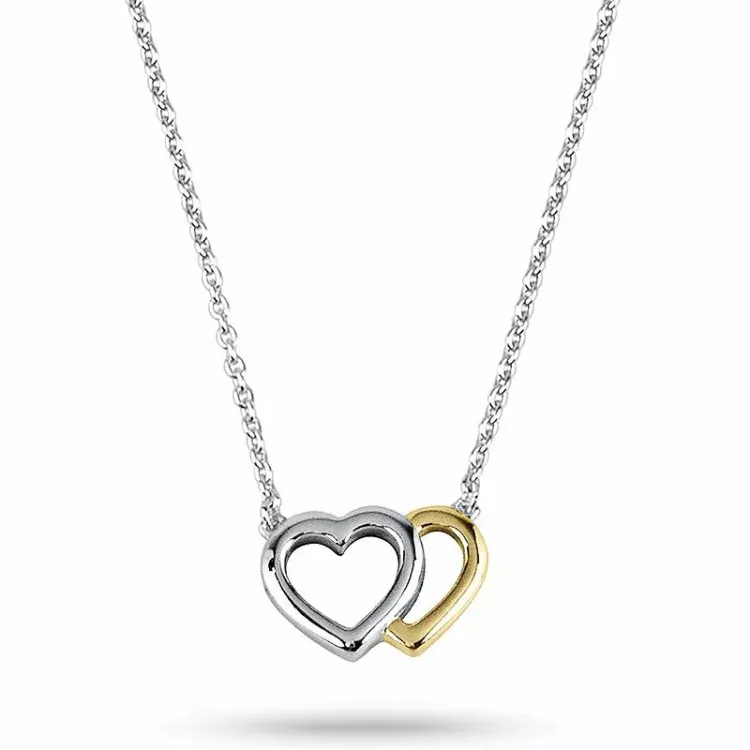 Herz Ankerhalskette aus Silber und Herzförmiger Anhänger aus Silber und vergoldetem Silber