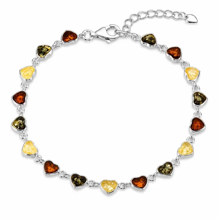 Herz Bernstein Armband aus Silber