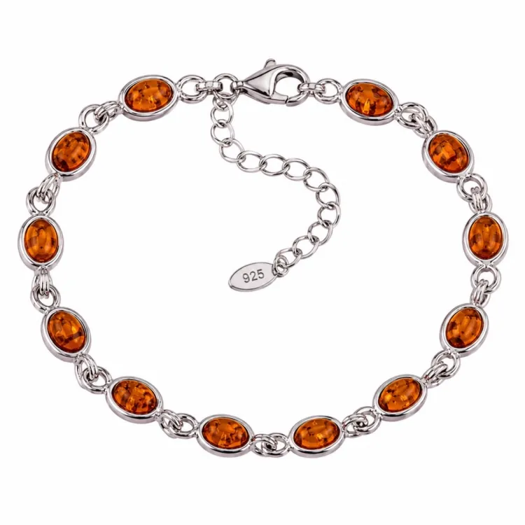 Cognac gefärbt Bernstein Fußkette aus Silber