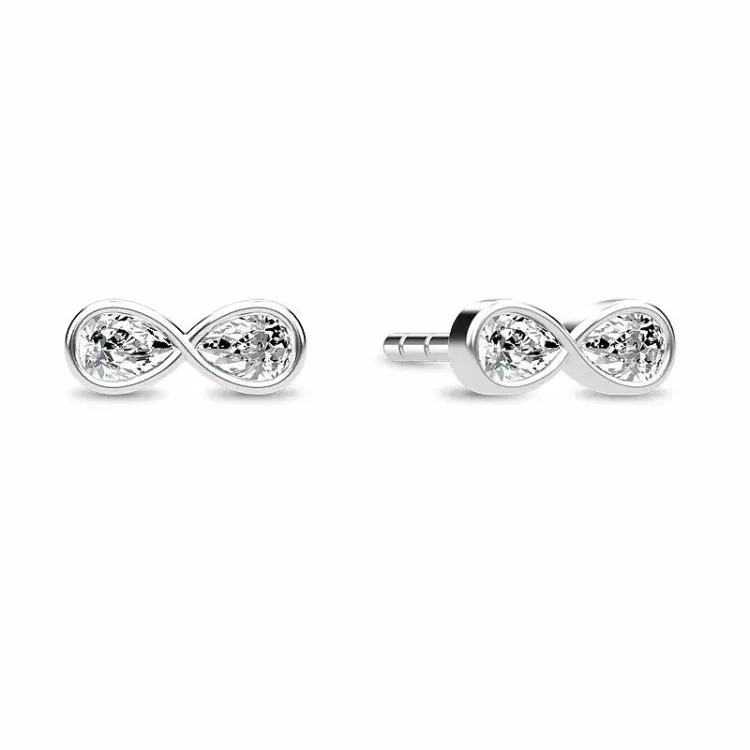 Spinning Endless earring infinity Zirkon Ohrringe in Silber weißem Zirkon