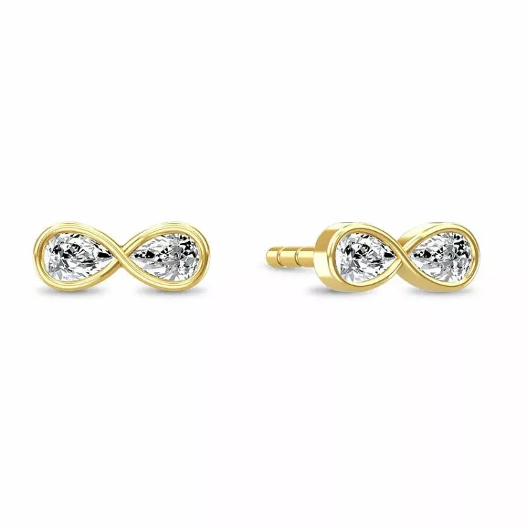 Spinning Endless earring infinity Ohrringe in vergoldetem Sterlingsilber weißem Zirkon