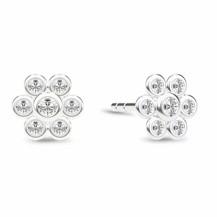 Spinning Beauty earring Blume Ohrringe in Silber weißem Zirkon