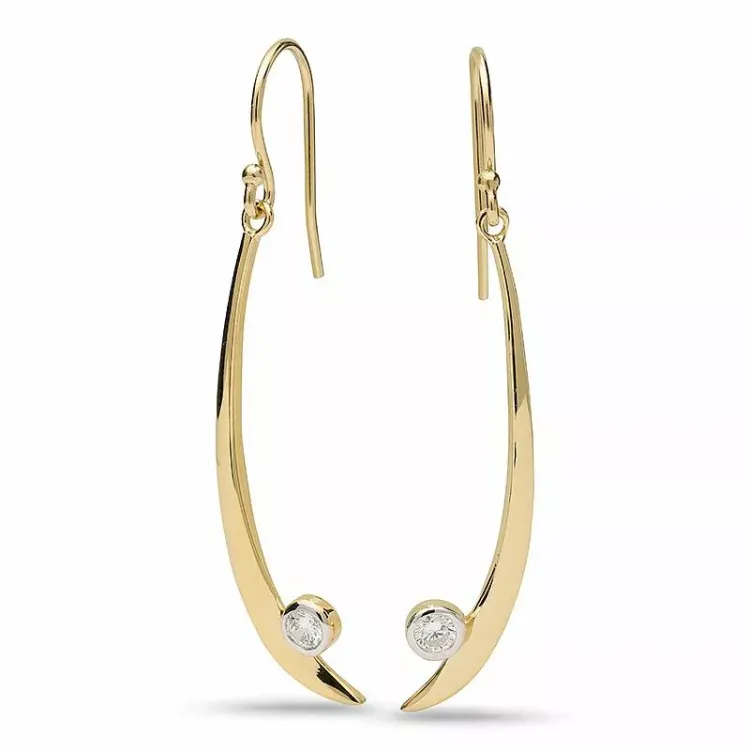 Lange abstraktem Zirkon Ohrringe in vergoldetem Sterlingsilber