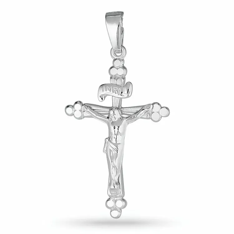 Jesus Kreuz Anhänger aus rhodiniertem Silber - Amoré