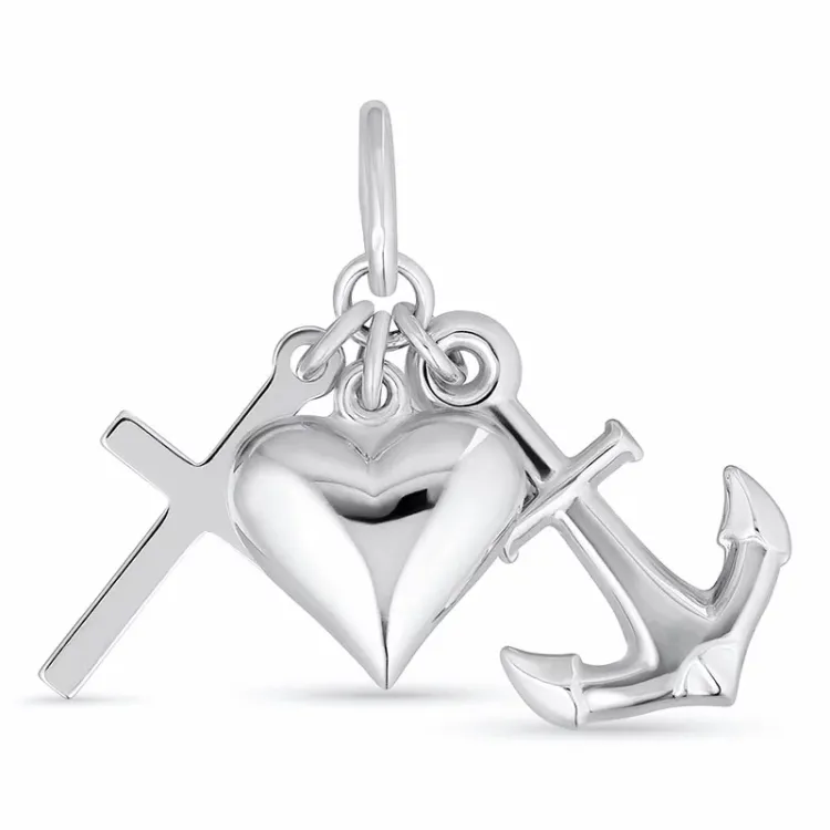 großer Glaube-Hoffnung-Liebe Anhänger aus Silber - Amoré