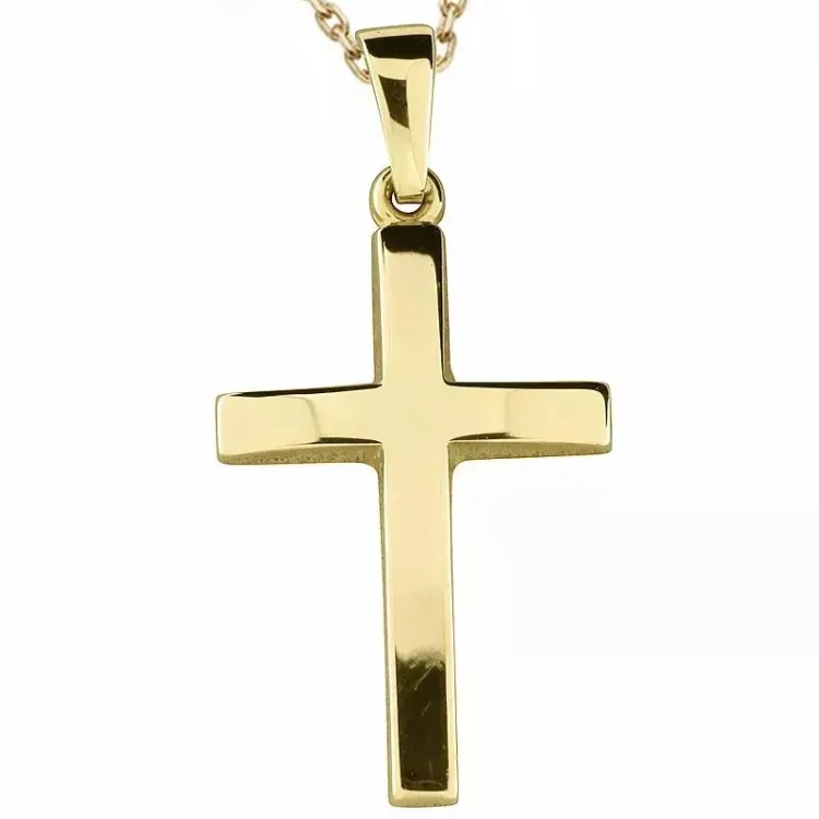 Kreuz Halskette aus vergoldetem Sterlingsilber und Anhänger aus 8 Karat Gold - Amoré