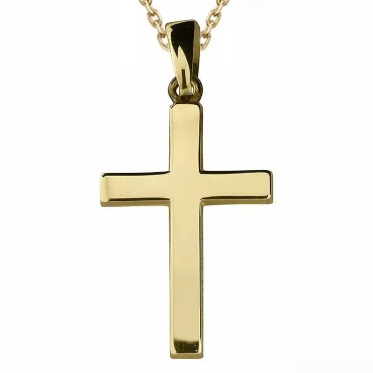 Kreuz Halskette aus vergoldetem Sterlingsilber und Anhänger aus 8 Karat Gold - Amoré