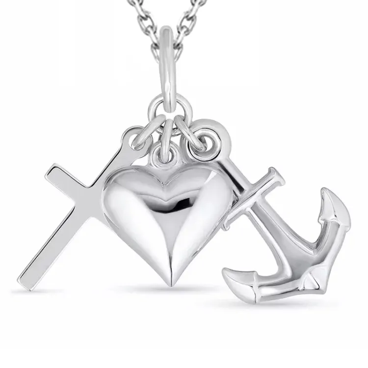 Glaube-Hoffnung-Liebe Halskette aus Silber und Anhänger aus Silber - Amoré