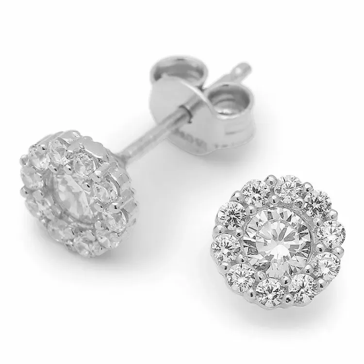 runden Zirkon Ohrstecker in Silber