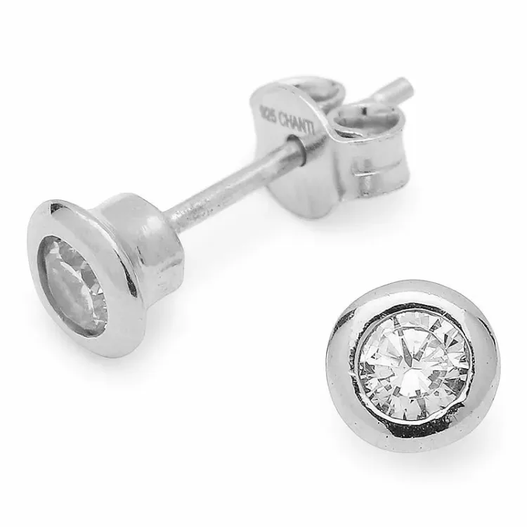 Kollektionsmuster runden Zirkon Ohrstecker in Silber