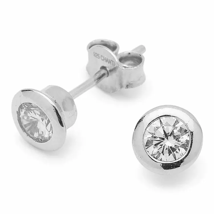 Kleinen runden Zirkon Ohrstecker in Silber