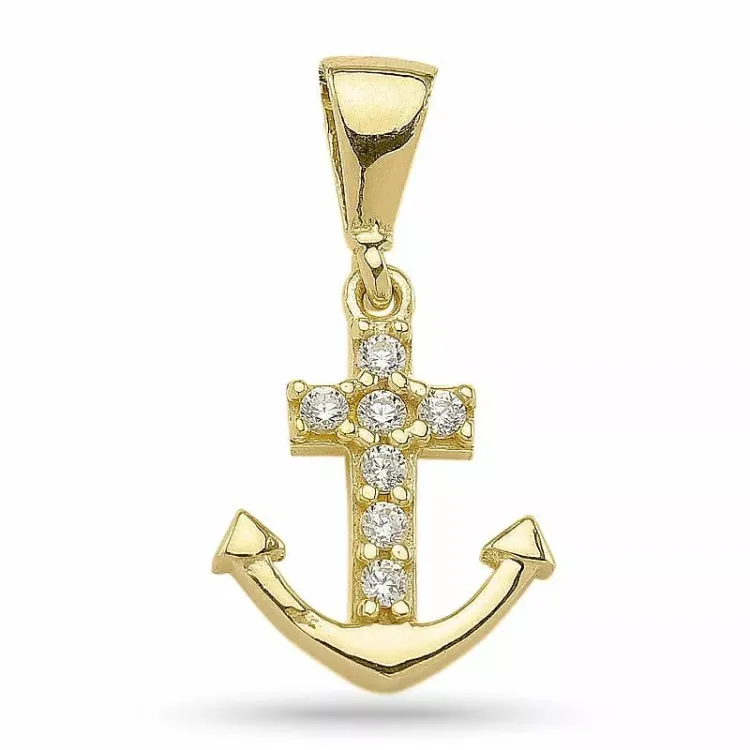 Kollektionsmuster Anker Zirkon Anhänger aus vergoldetem Sterlingsilber