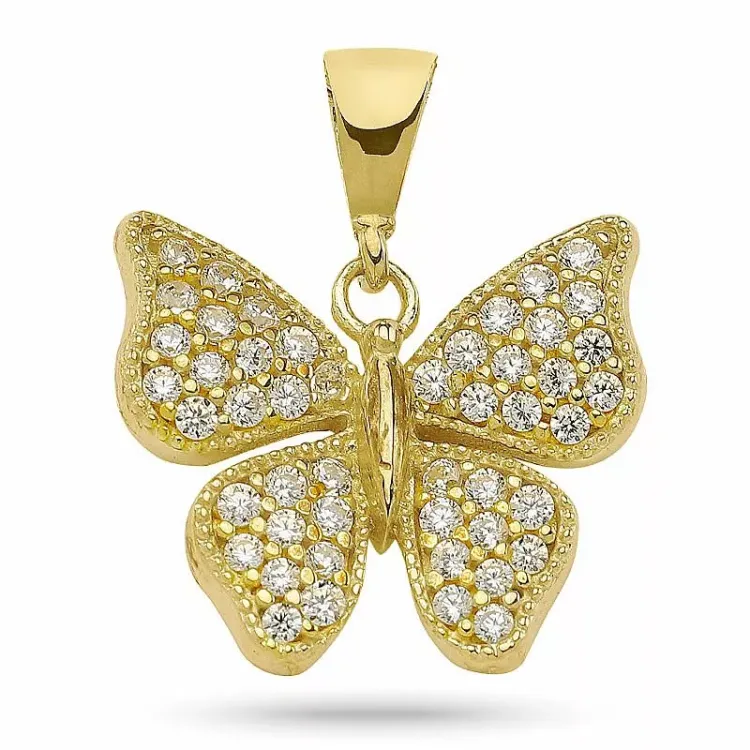 Kollektionsmuster Schmetterlinge Zirkon Anhänger aus vergoldetem Sterlingsilber