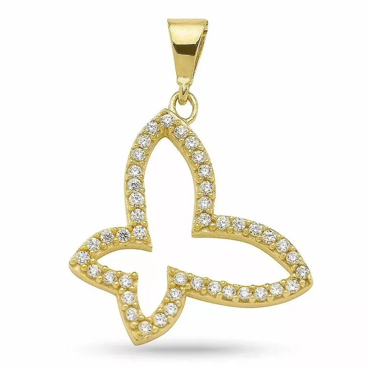 Schmetterlinge Zirkon Anhänger aus vergoldetem Sterlingsilber