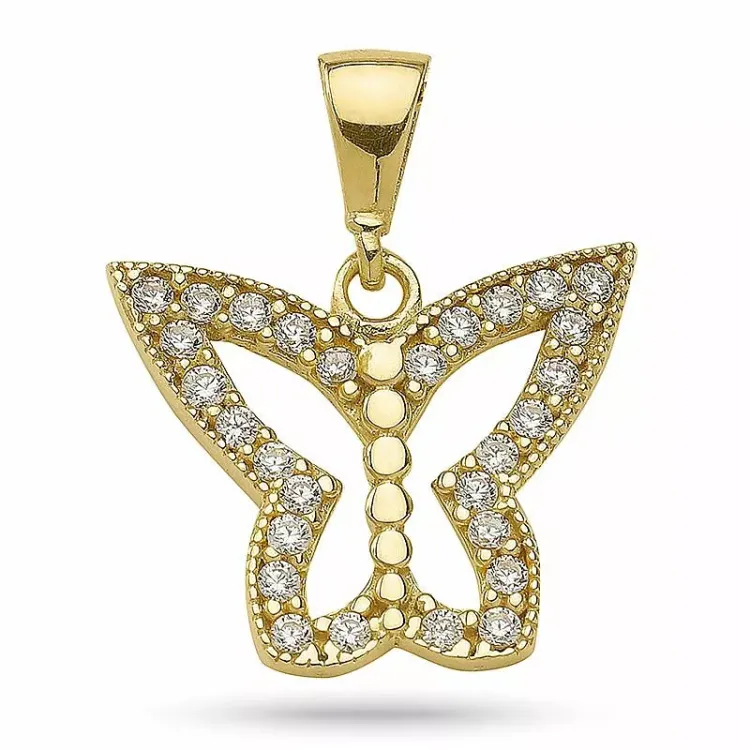 Kollektionsmuster Schmetterlinge Zirkon Anhänger aus vergoldetem Sterlingsilber