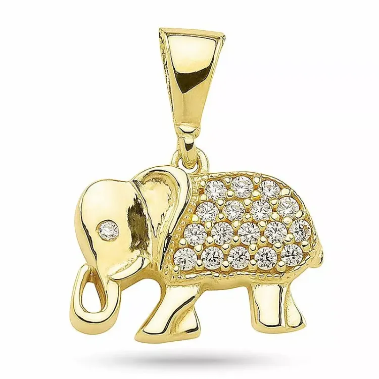 Elefant Zirkon Anhänger aus vergoldetem Sterlingsilber