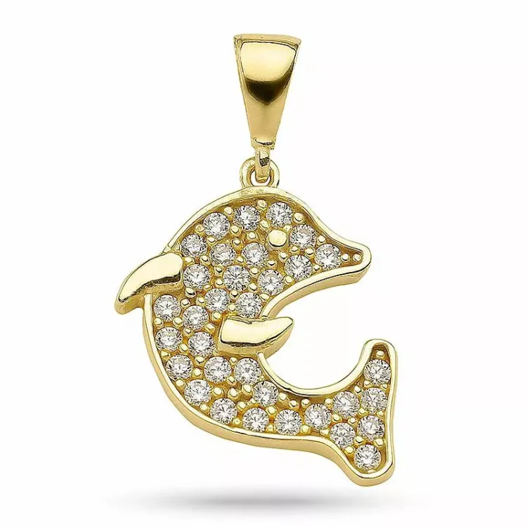 Delfin Zirkon Anhänger aus vergoldetem Sterlingsilber