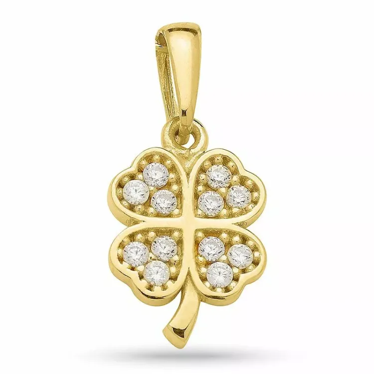 Kollektionsmuster Kleeblatt Zirkon Anhänger aus vergoldetem Sterlingsilber