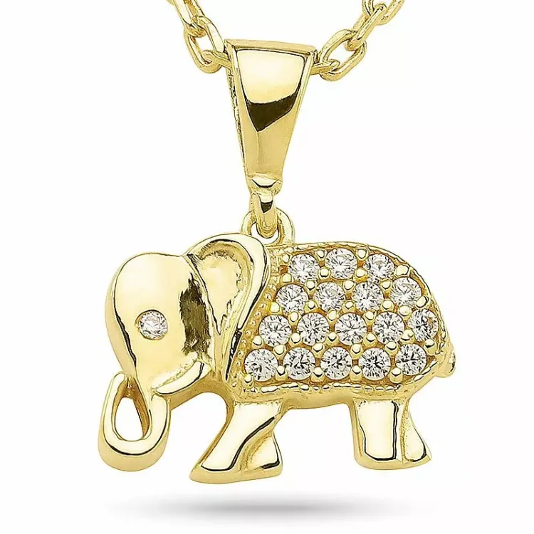 Kollektionsmuster Elefant Anhänger mit Halskette aus vergoldetem Sterlingsilber