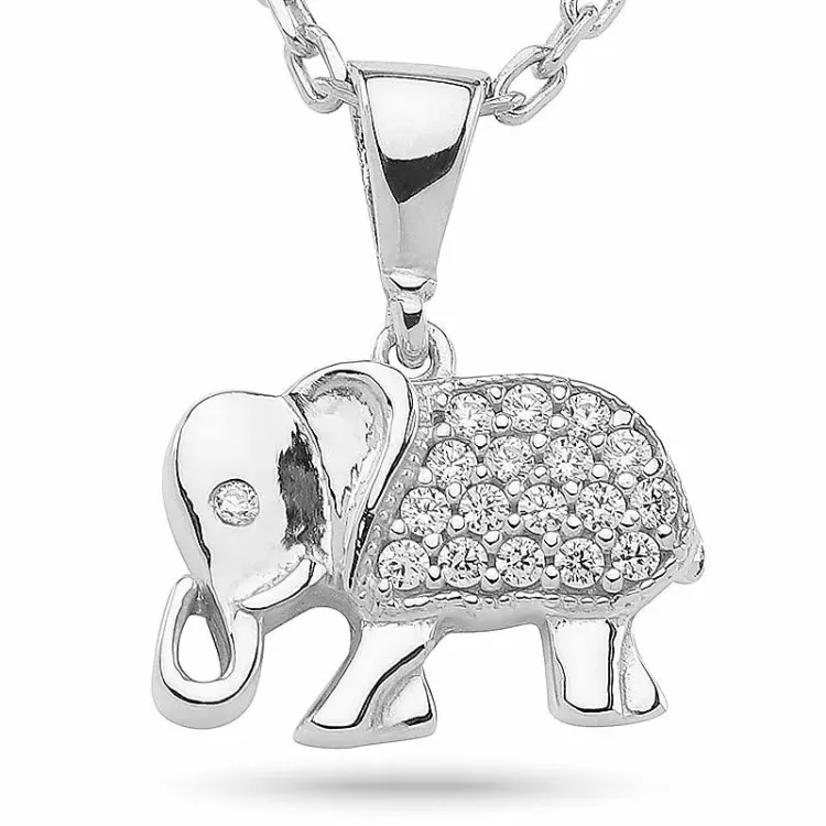 Kollektionsmuster Elefant Zirkon Anhänger mit Halskette aus Silber