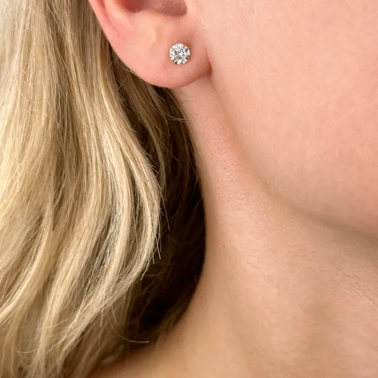 5 mm zirkon ohrringe in vergoldetem silber