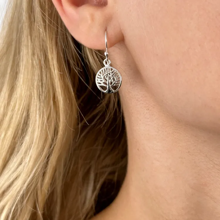 12 mm Lebensbaum Ohrringe in Silber