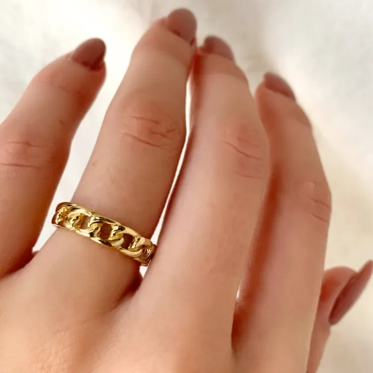 panzer Ring aus vergoldetem Sterlingsilber