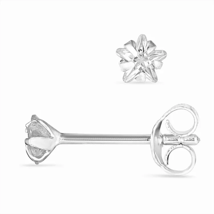 4 mm Dezember Zirkon Ohrstecker in Silber