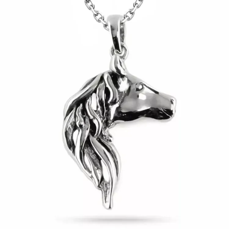 Pferde Halskette aus Silber und Anhänger aus Silber