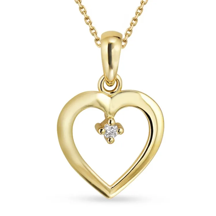 Herz Diamant Halskette aus vergoldetem Sterlingsilber und Anhänger aus 8 Karat Gold - Gold Collection