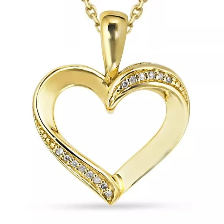 Herz Diamant Halskette aus vergoldetem Sterlingsilber und Anhänger aus 8 Karat Gold - Gold Collection