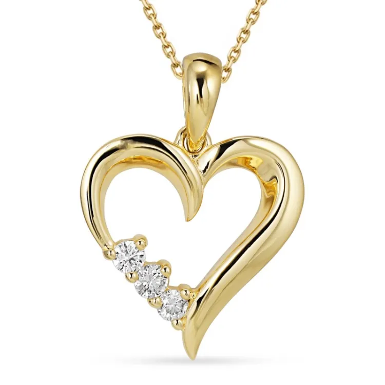 Herz Diamant Halskette aus vergoldetem Sterlingsilber und Anhänger aus 8 Karat Gold - Gold Collection