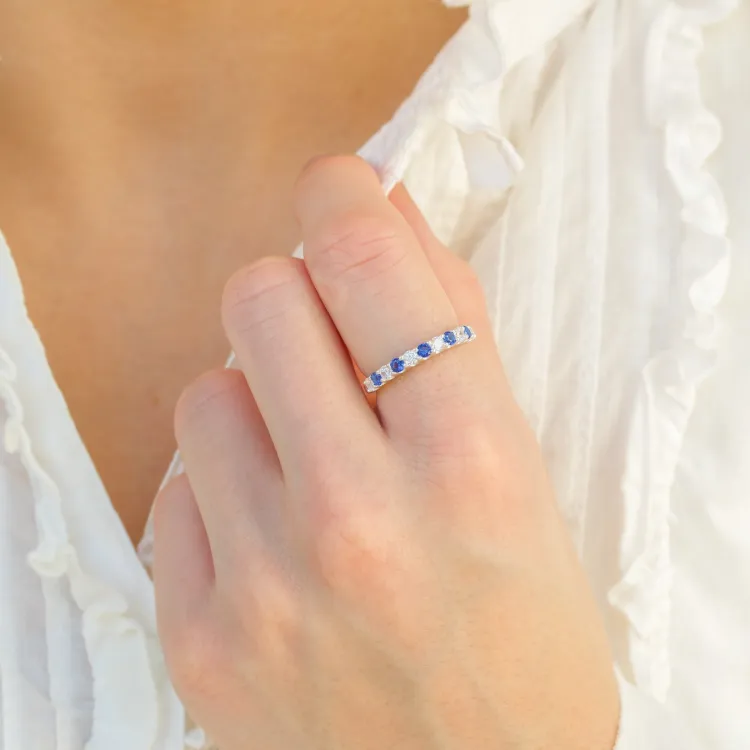 blauem Memoirering aus Silber