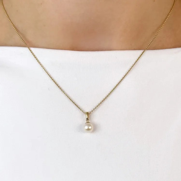 6 mm elfenbeinweiß Perle Anhänger aus 9 Karat Gold