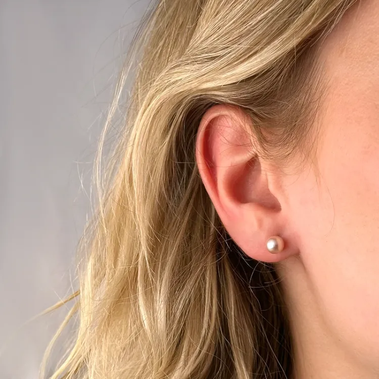 6 mm altrosa Perleohrringe in 9 Karat Gold