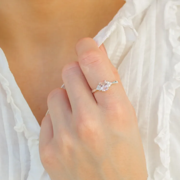 rosa Ring aus Silber