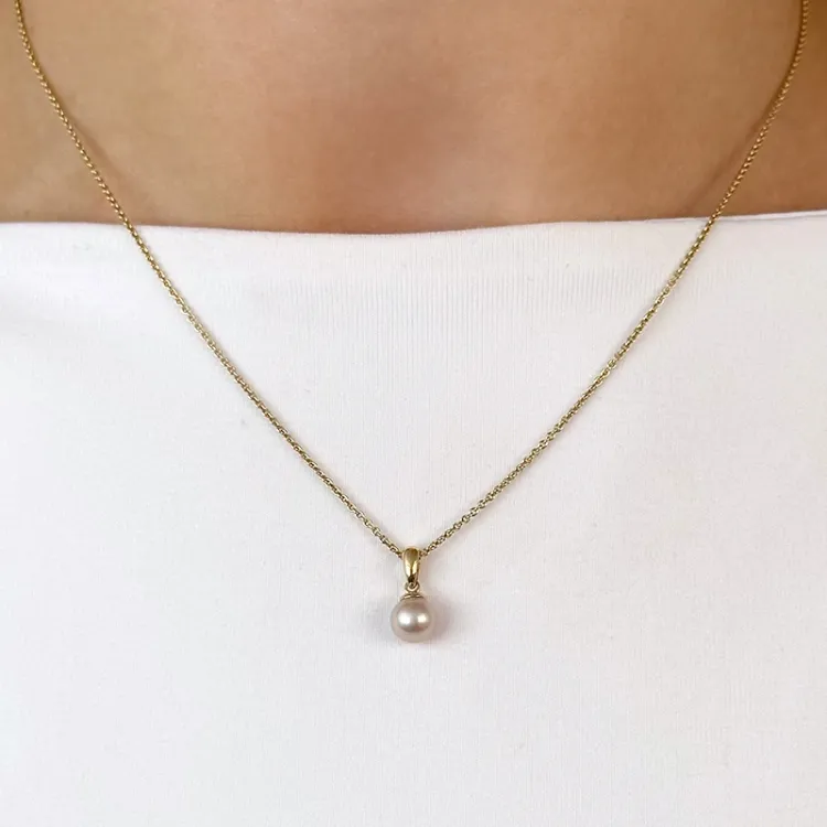6 mm altrosa Perle Anhänger aus 14 Karat Gold