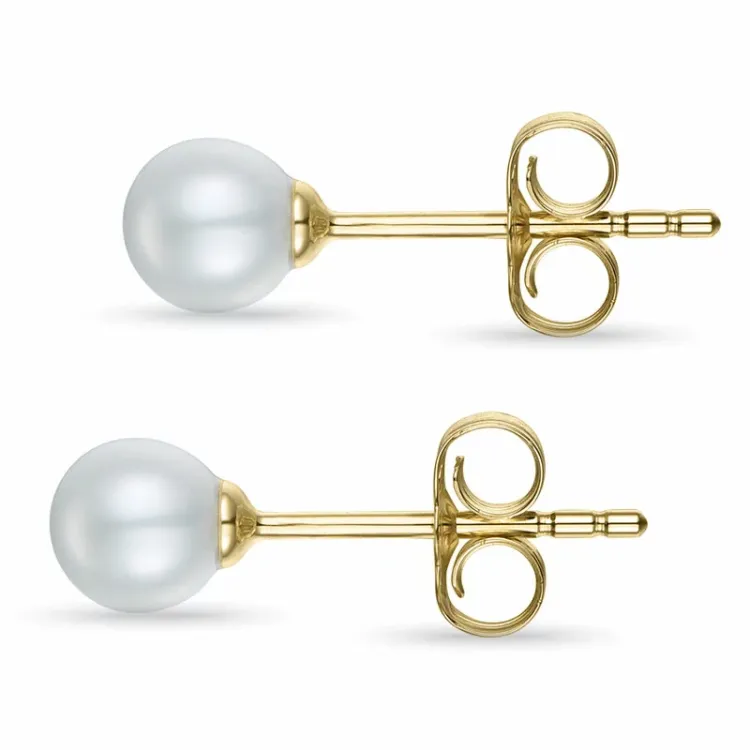 4,5 mm Silber weiß Perleohrringe in 14 Karat Gold