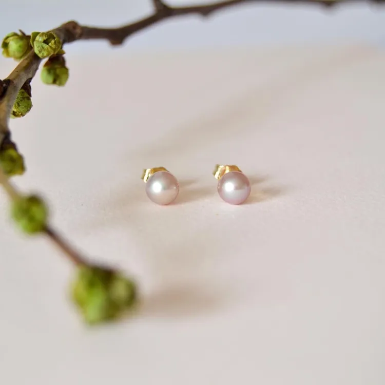 5,5 mm altrosa Perleohrringe in 14 Karat Gold