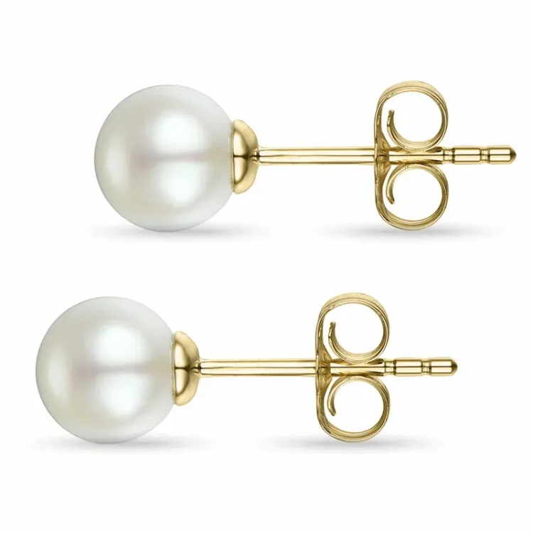 6,5 mm elfenbeinweiß Perleohrringe in 14 Karat Gold