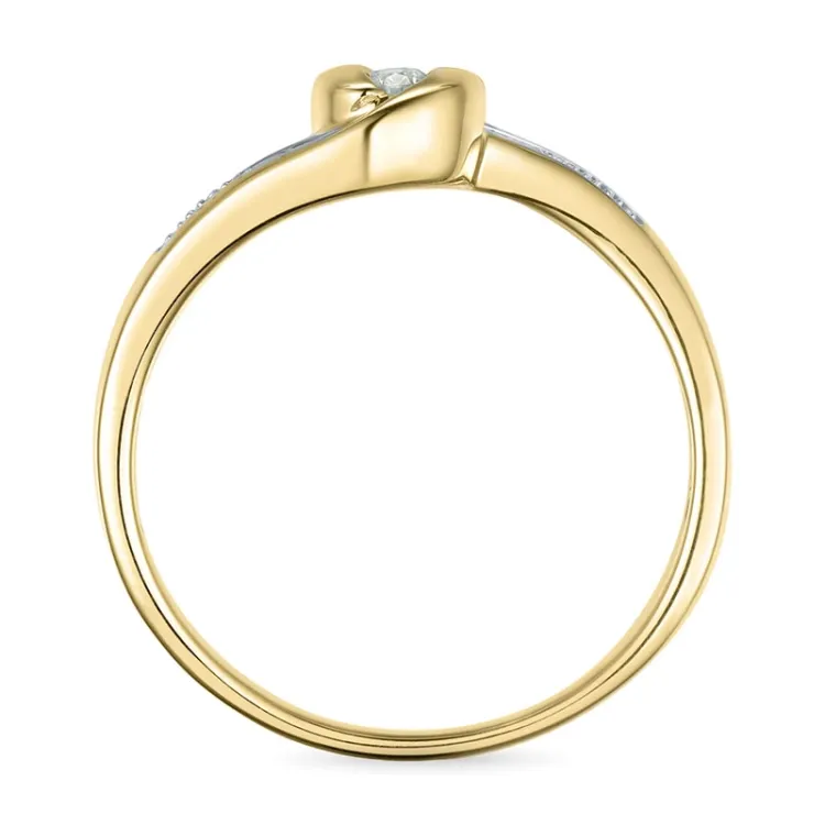 abstraktem Diamantring in 9 Karat Gold- und Weißgold 0,05 ct