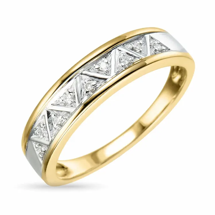 abstraktem Diamant Ring in 9 Karat Gold- und Weißgold 0,04 ct