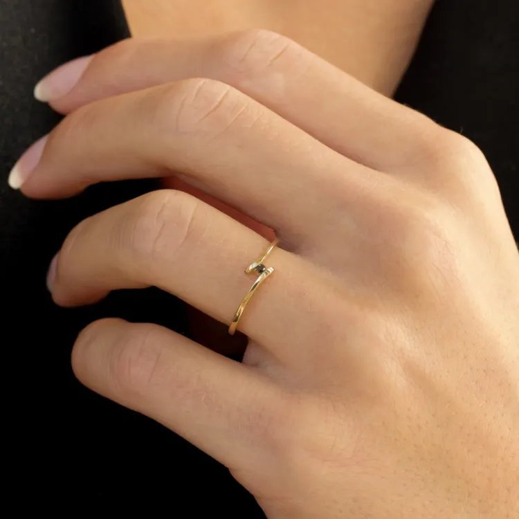 schwarz Diamant Ring in 9 Karat Gold 0,02 ct