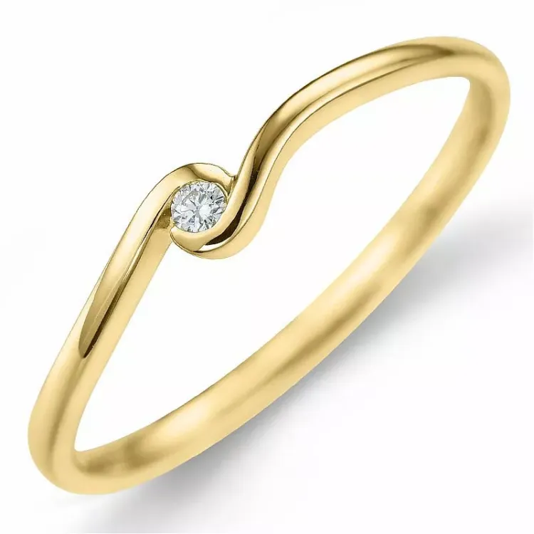 Diamant ring in 9 karat gold 0,02 ct