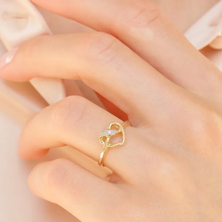 Herz Diamant Ring in 9 Karat Gold 0,008 ct
