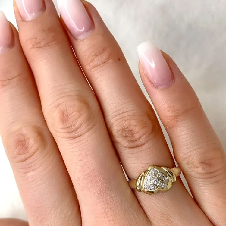 Herz Diamant Ring in 9 Karat Gold- und Weißgold 0,04 ct
